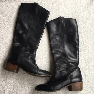 Black leather boots